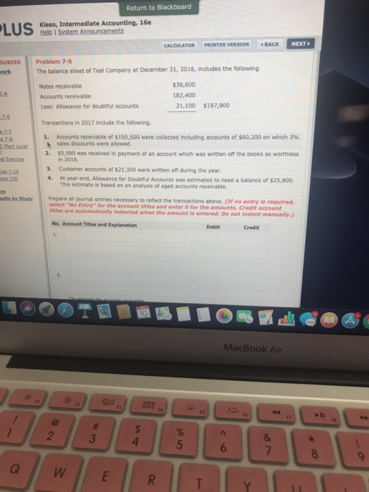  Return to Blackboard Kieso, Intermediate Accounting, 16e CALCULATOR PRINTER VERSION BACX