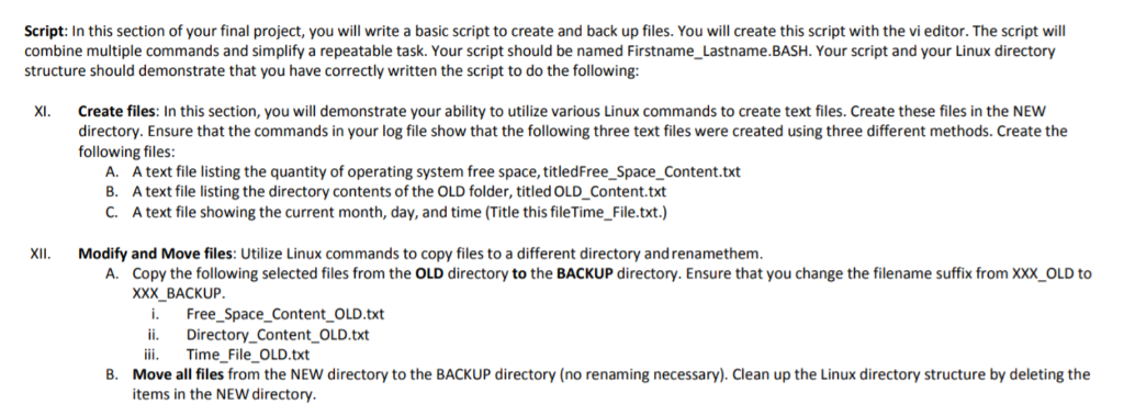 Script: In this section of your final project, you will write