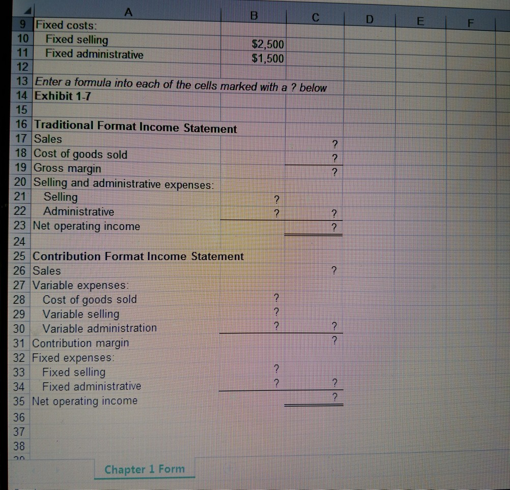 4 Sales $ 12,000 5 Variable costs: 6 Cost of goods sold