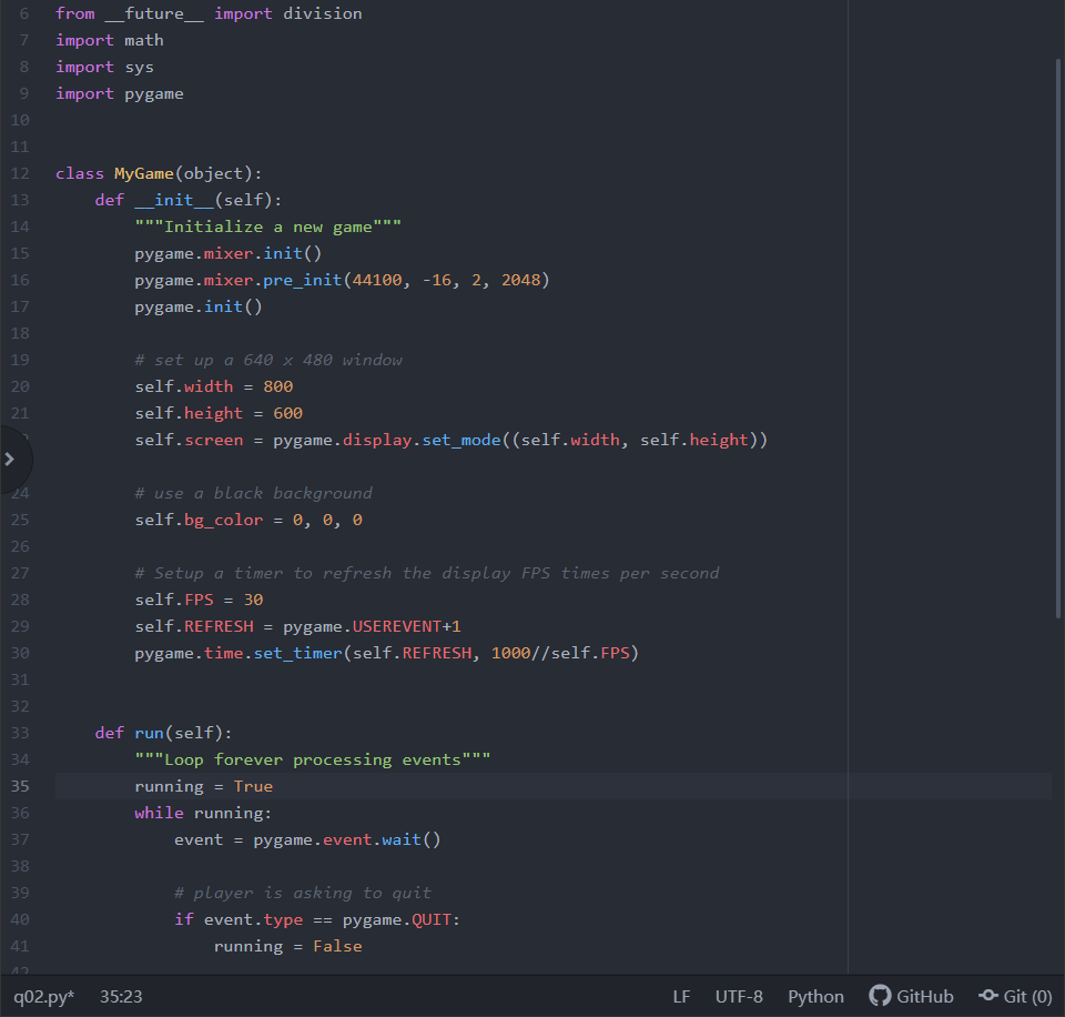 Python Pygame Modify the sample code so that the background color transitions