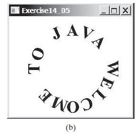 (Color and font) Write a program that displays five texts vertically, as