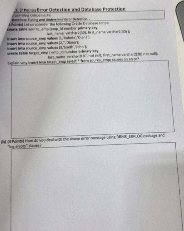  (R. Points) Error Detection and Database Protection A Leamine Outcome witi