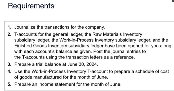 2. T-accounts for the general ledger, the Raw Materials Inventory subsidiary ledger,