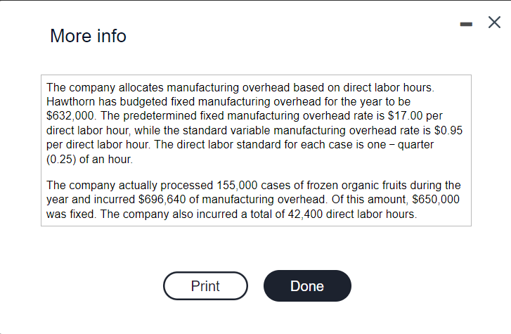  More info The company allocates manufacturing overhead based on direct labor