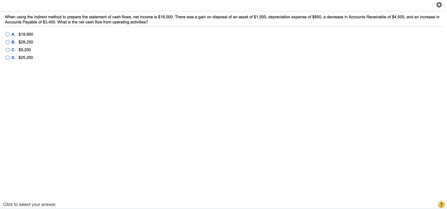 When using the indirect method to prepare the statement of cash