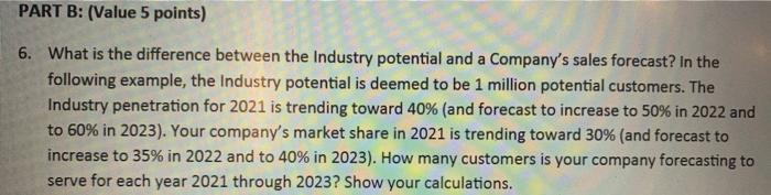  PART B: (Value 5 points) 6. What is the difference between