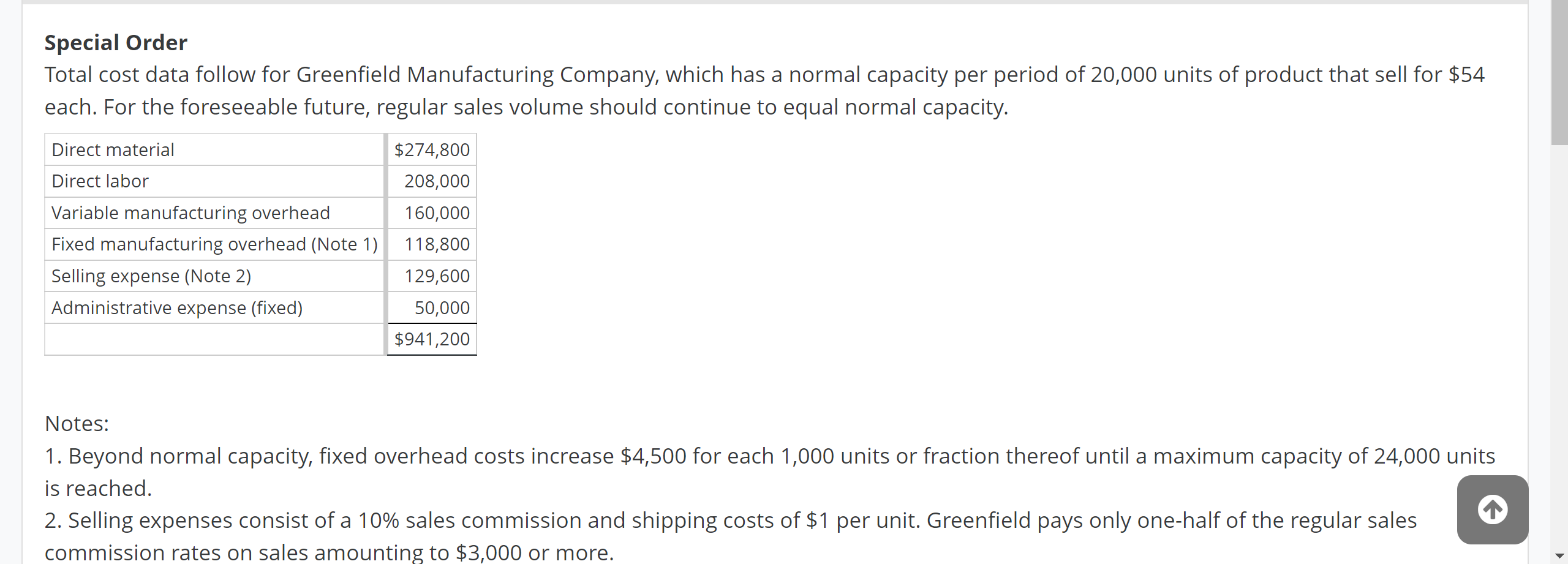  What's the answer for question B? Special Order Total cost data