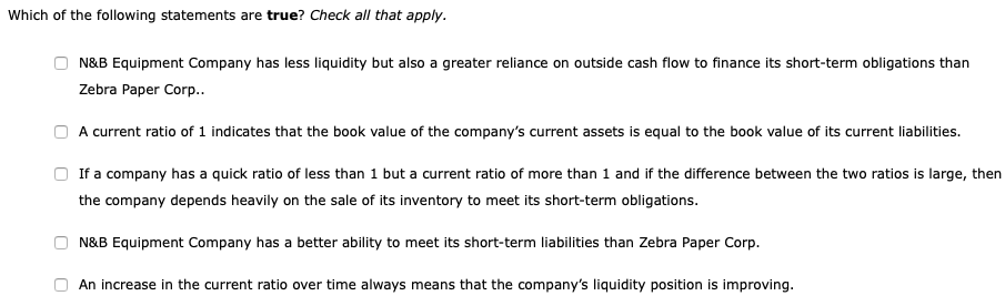 the annual balance sheets of N&B Equipment Company and Zebra Paper Corp.