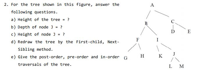  2. For the tree shown in this figure, answer the following