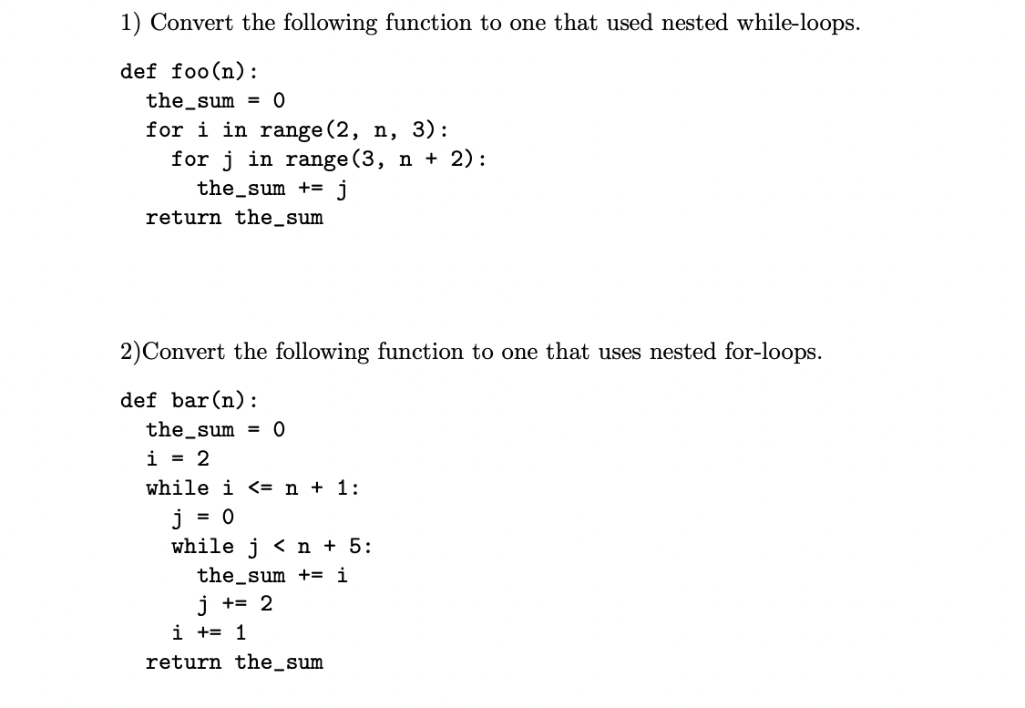 Help with 1 and 2 in Python please! 1) Convert the following