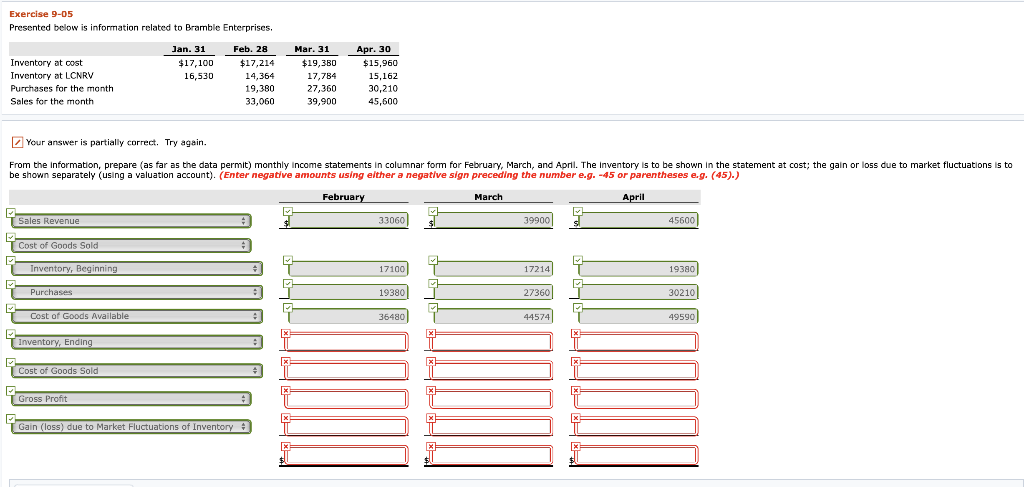  Exercise 9-05 Presented below is information related to Bramble Enterprises, Jan.