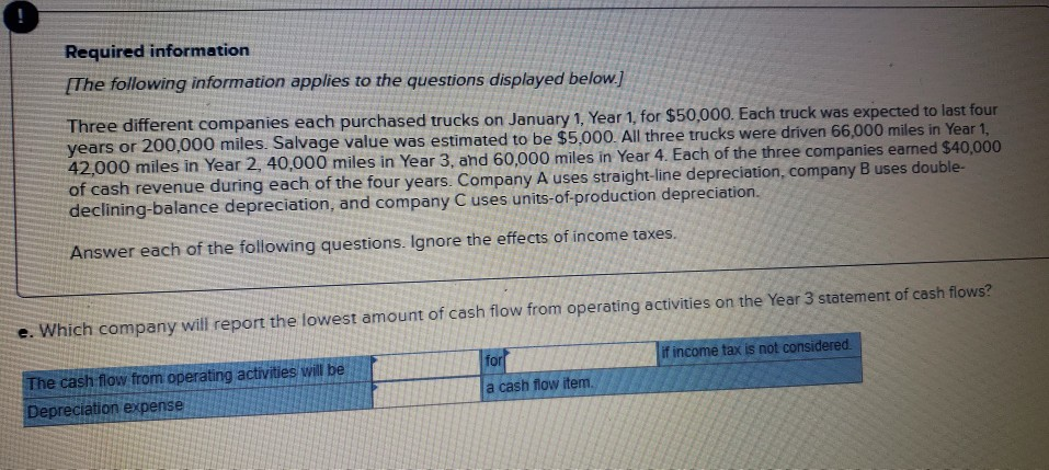 on January 1, Year 1, for $50,000. Each truck was expected to