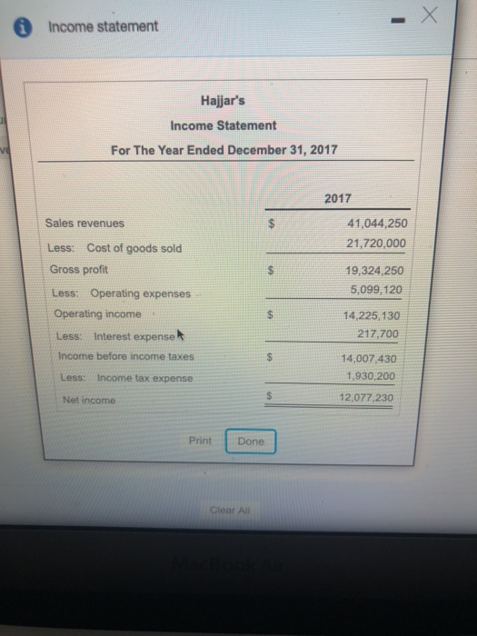 the icon to view the income statement. (Click the icon to view