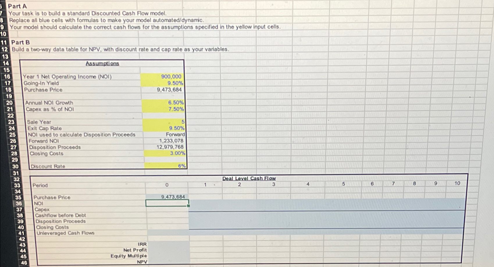  Part A Your task is to build a standard Discounted Cash