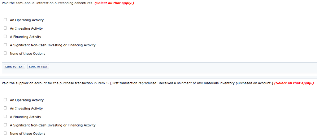 activities, and interest paid as a financing activity on the statement of