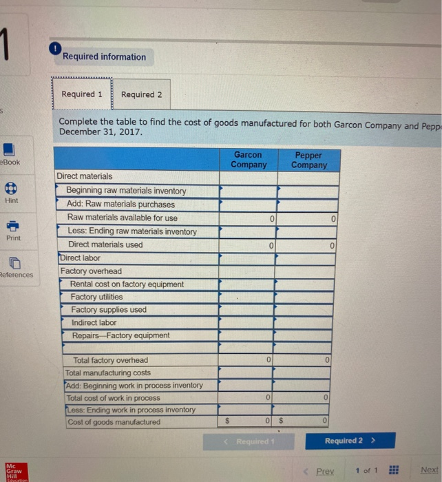 Required information [The following information applies to the questions displayed below) The