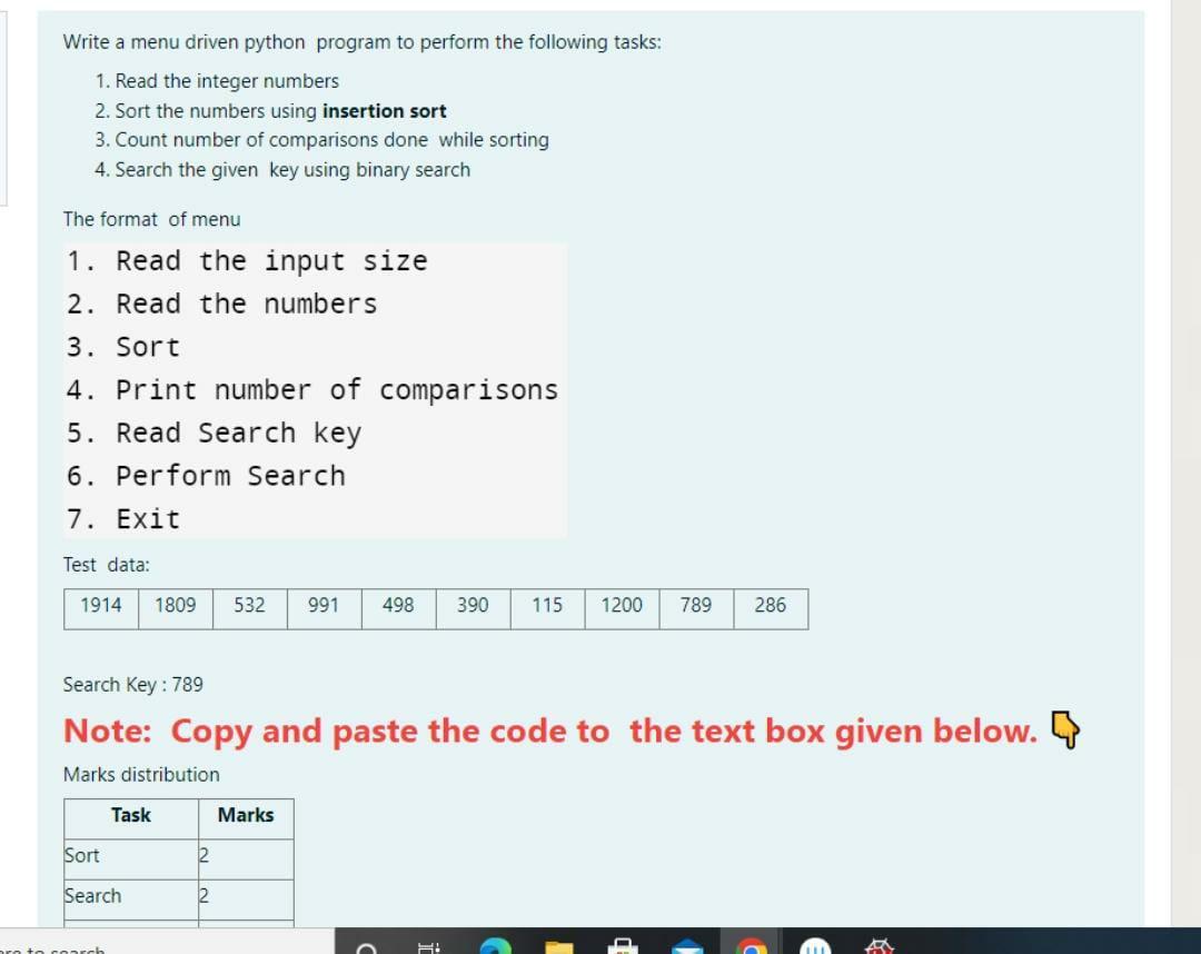Title: python Write a menu driven python program to perform the following