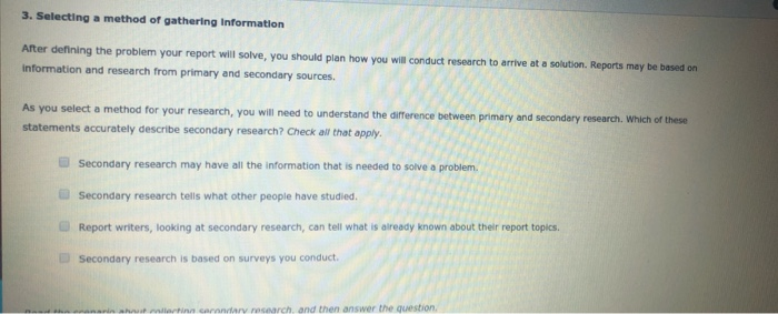  3. Selecting a method of gathering Information Arter defining the problem