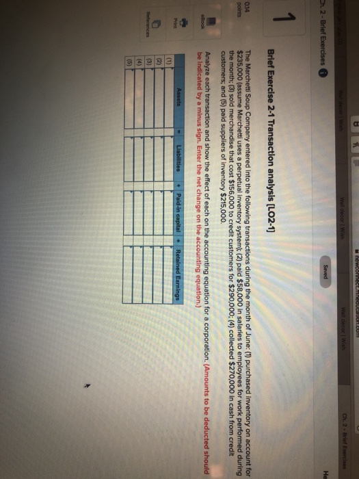  Ch. 2- RBriet Ch. 2-Brief E 1 Brief Exercise 2-1 Transaction