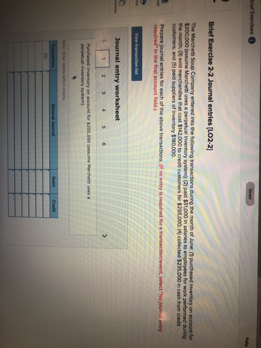 analysis [LO2-1 The Marchetti Soup Company entered into the following transactions during