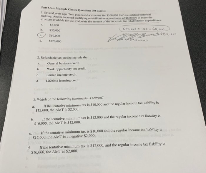  Part One: Multiple Choice Questions (40 points) 1. Several building. And
