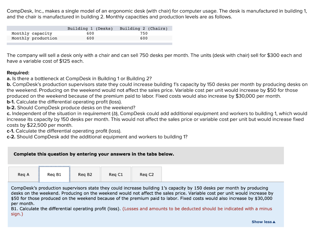  just REQ B1, and C1 CompDesk, Inc., makes a single model