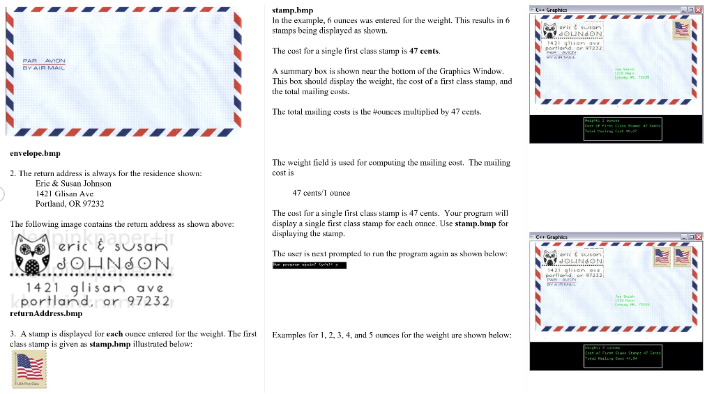 with the displayLetter function! stamp.bmp In the example, 6 ounces was entered