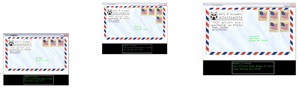 for the weight. This results in 6 stamps being displayed as shown.