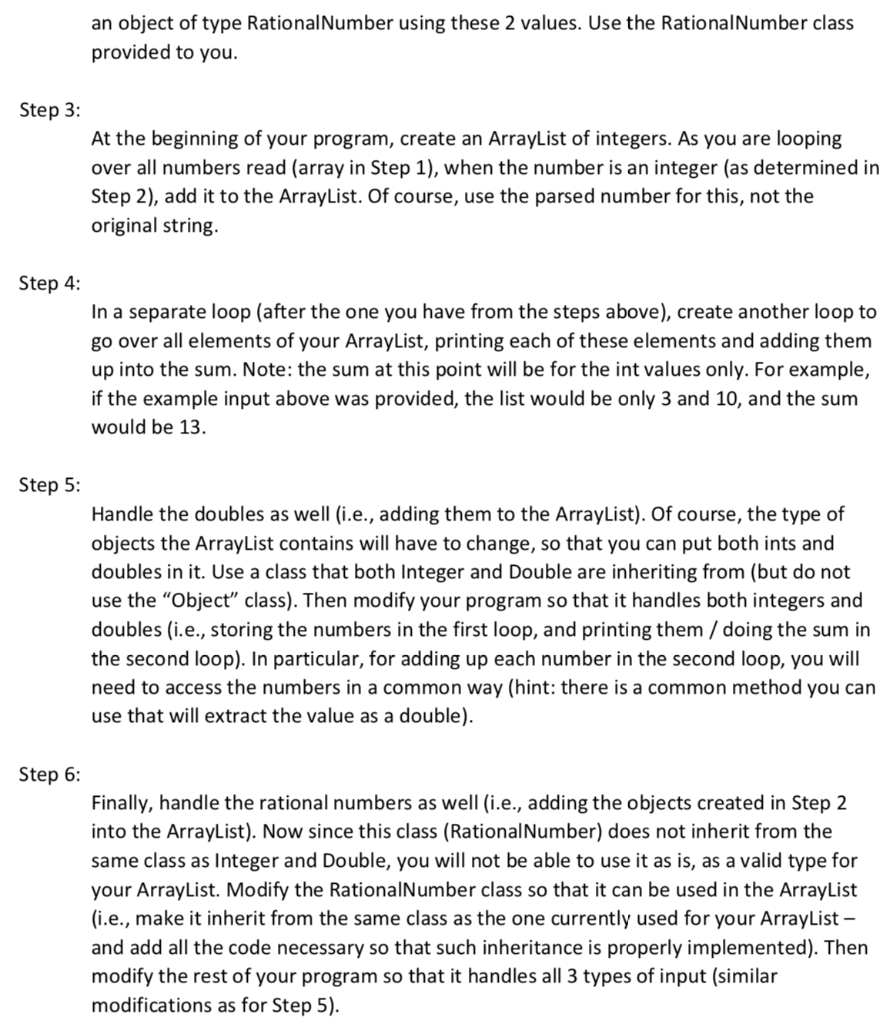 of those on a single line and store them in an ArrayList.