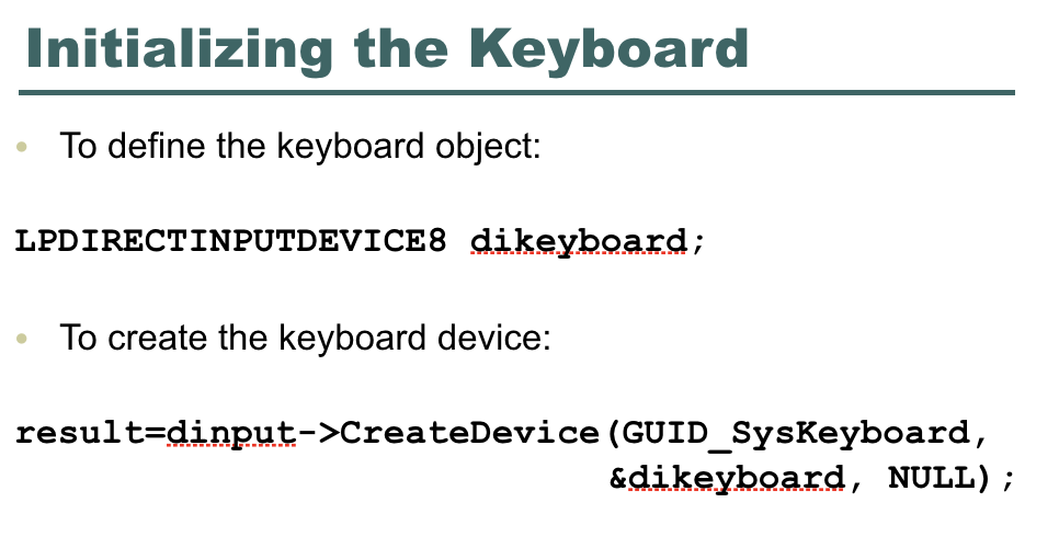 Game Init() d3ddev.->CreateoffscreenPlainSurface ( 100, 100, D3DFMT X8R8G8B8 D3DPOOL DEFAULT &surface, NULL)