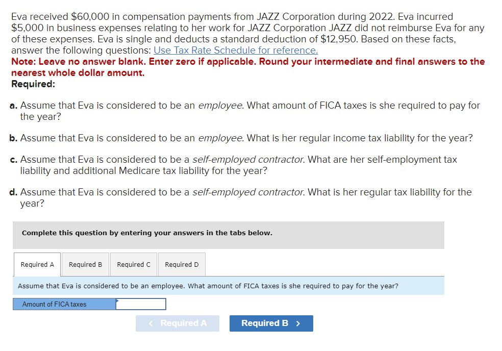  Eva received $60,000 in compensation payments from JAZZ Corporation during 2022.