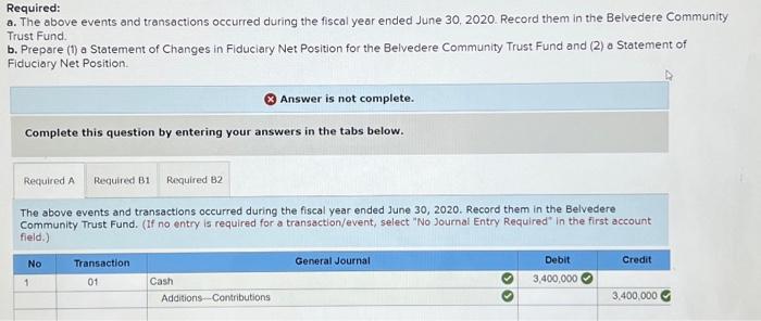 tab Prepare a Statement of Changes in Fiduciary Net Position for the