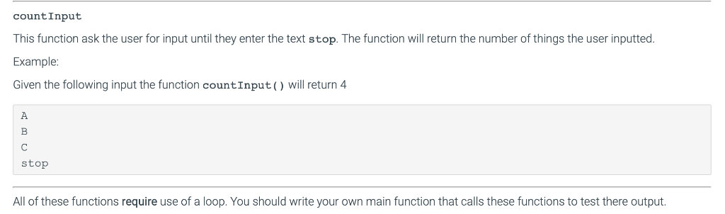 what each function should do countDown (first, last) This function takes two