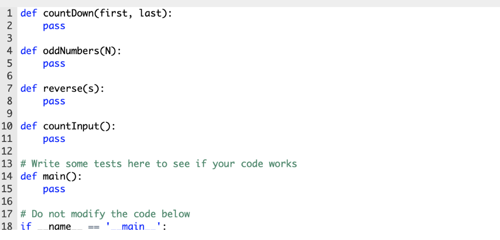 parameters first and last then counts down by 1 from the first