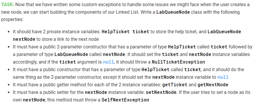 I don't need help with the exceptions. But if its necessary, these
