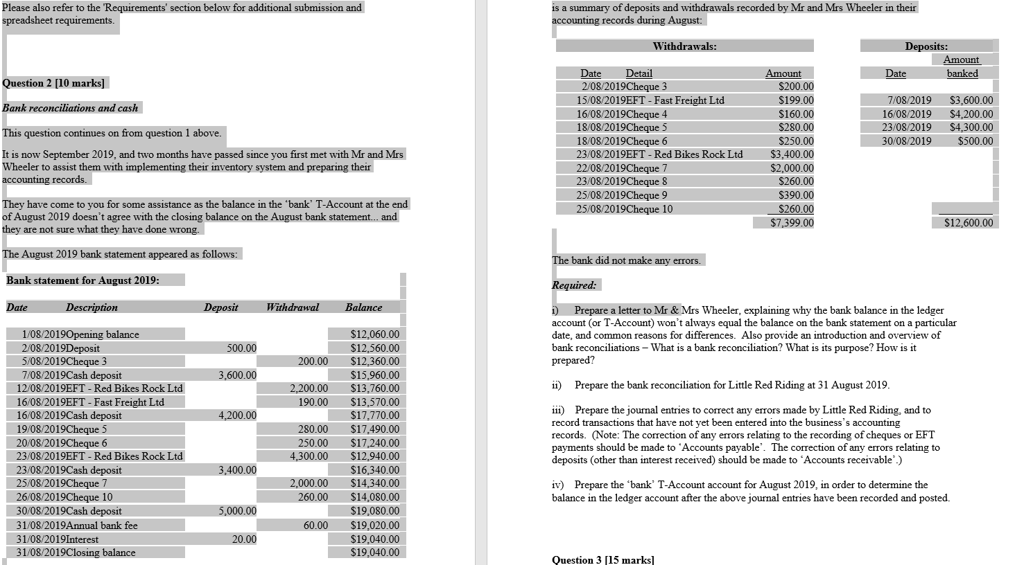  Please also refer to the 'Requirements' section below for additional submission