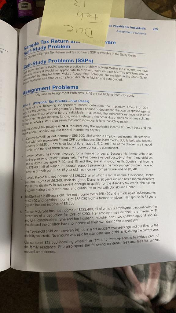 MASER C. ano ax Payable for Individuals Assignment Problems 223 Sample