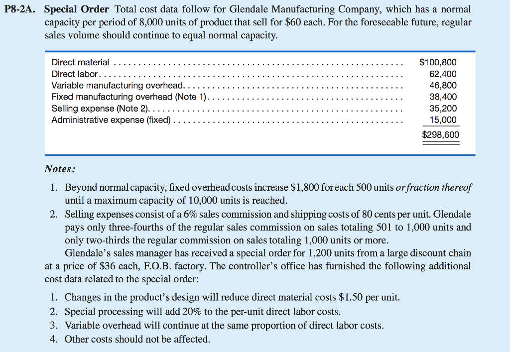 Please show all calculation so I can understand. Differential Analysis Per Unit