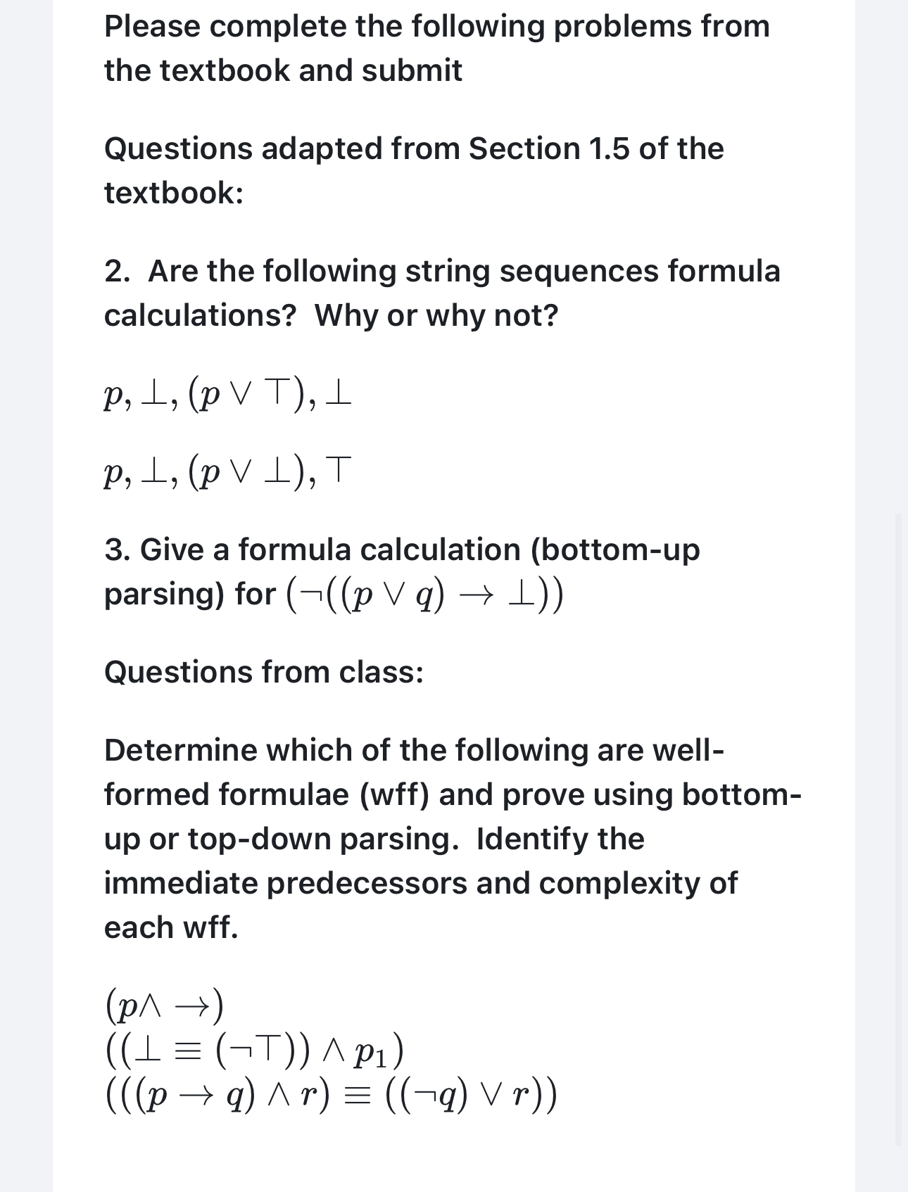  Please complete the following problems from the textbook and submit Questions