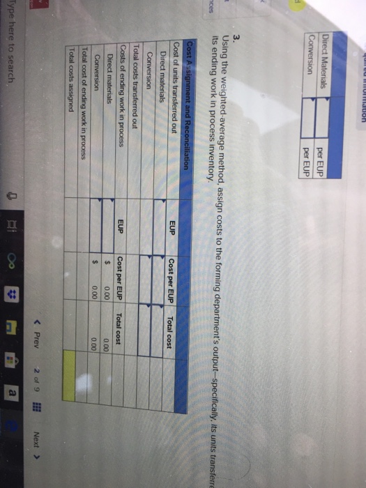 method of process costing. At the beginning of the m forming department