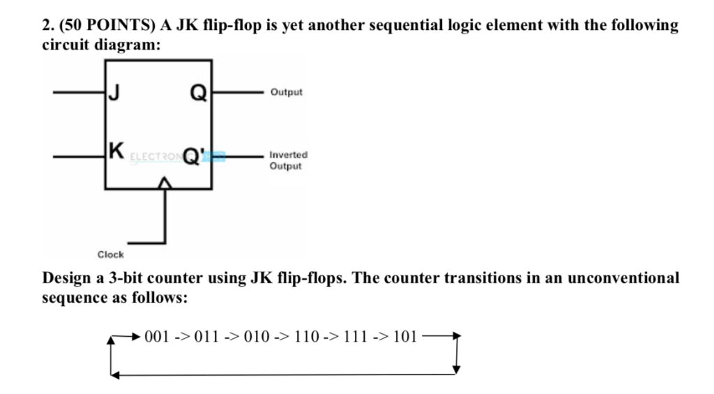 2. (50 POINTS) A JK flip-flop is yet another sequential logic