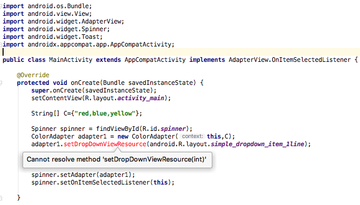 custom adapter ColorAdapter, which is the second picture, but I am struggling