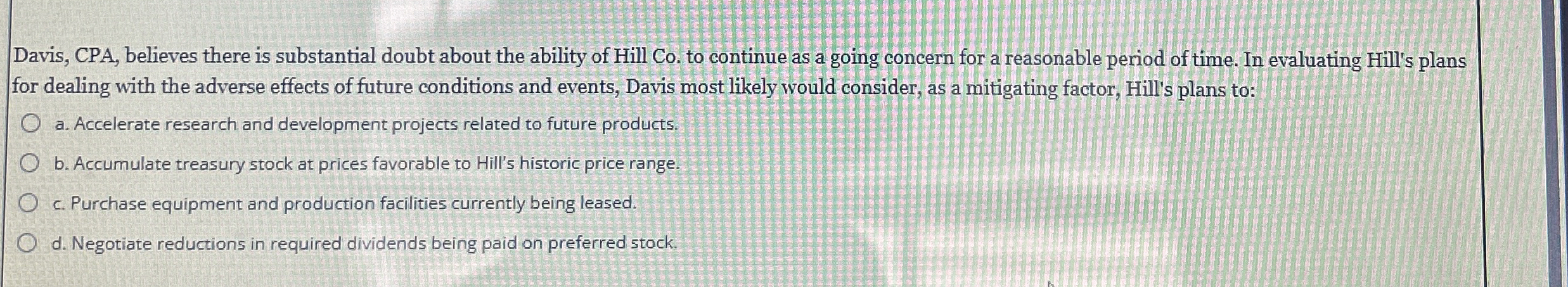  Davis, CPA, believes there is substantial doubt about the ability of
