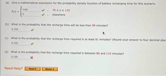 (d) answer? (a) Give a mathematical expression for the probability density function