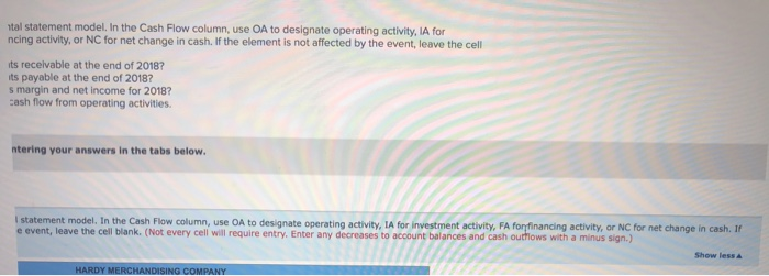 the Cash Flow column, use OA to designate operating activity, IA for