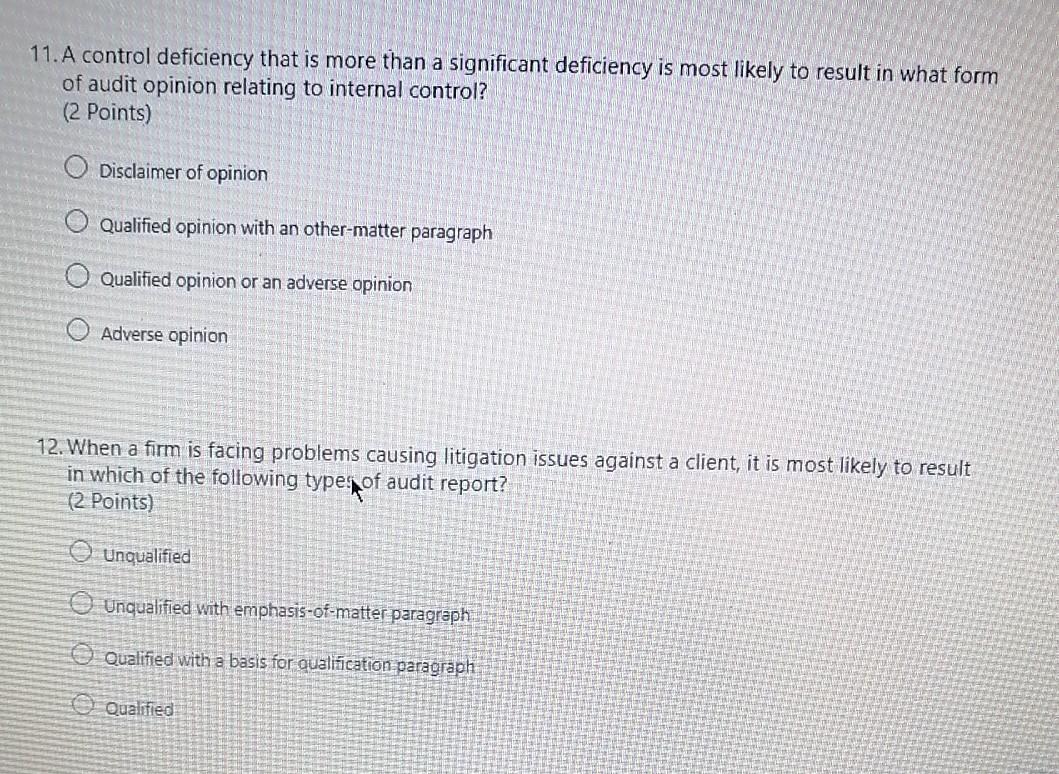  11. A control deficiency that is more than a significant deficiency