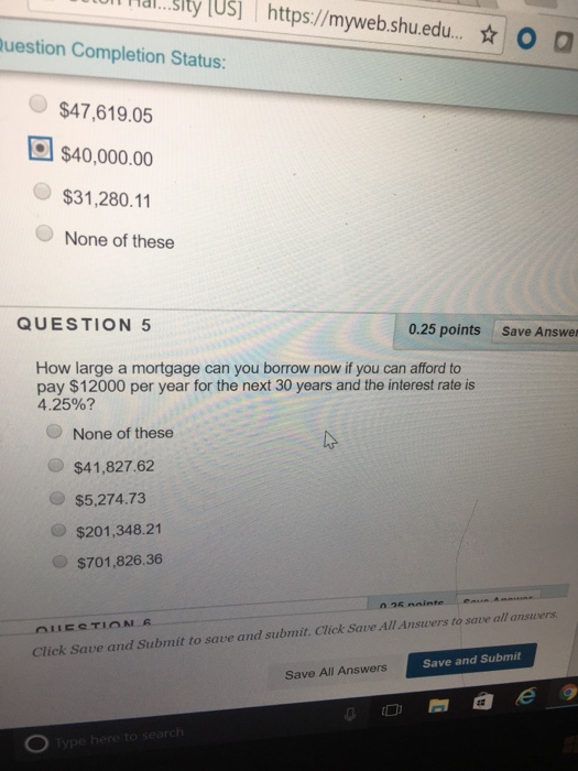  ma sity lus ] | https://myweb.shu.edu. 0 a uestion Completion Status: