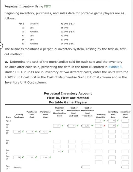  Please answer all questions Perpetual Inventory Using FIFO Beginning inventory, purchases,