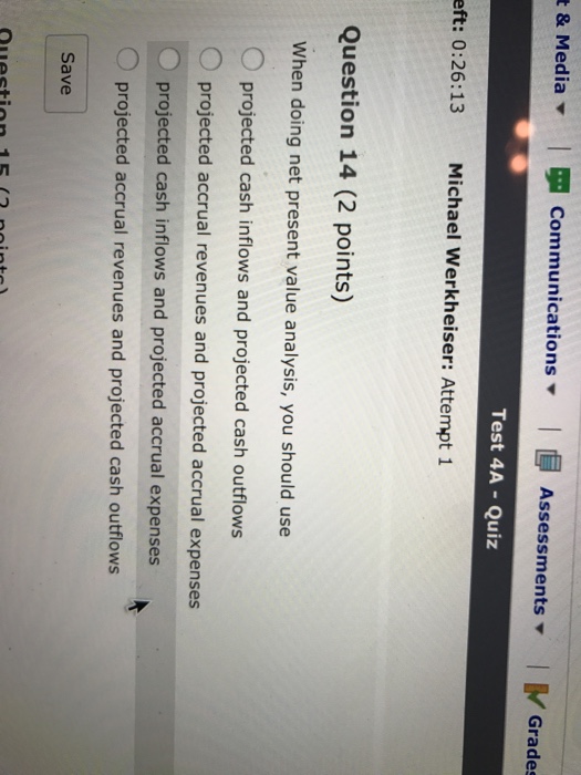  When doing net present value analysis, you should use projected cash