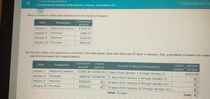 the nearest cent. so (c) Suppose the credit card company charges an